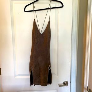 Gray Suede Mini Dress, Small